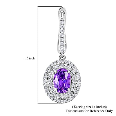 Certified and Appraised Iliana 18K White Gold AAA Madagascar Purple Sapphire and G-H SI Diamond Earrings 5.30 Grams 2.20 ctw