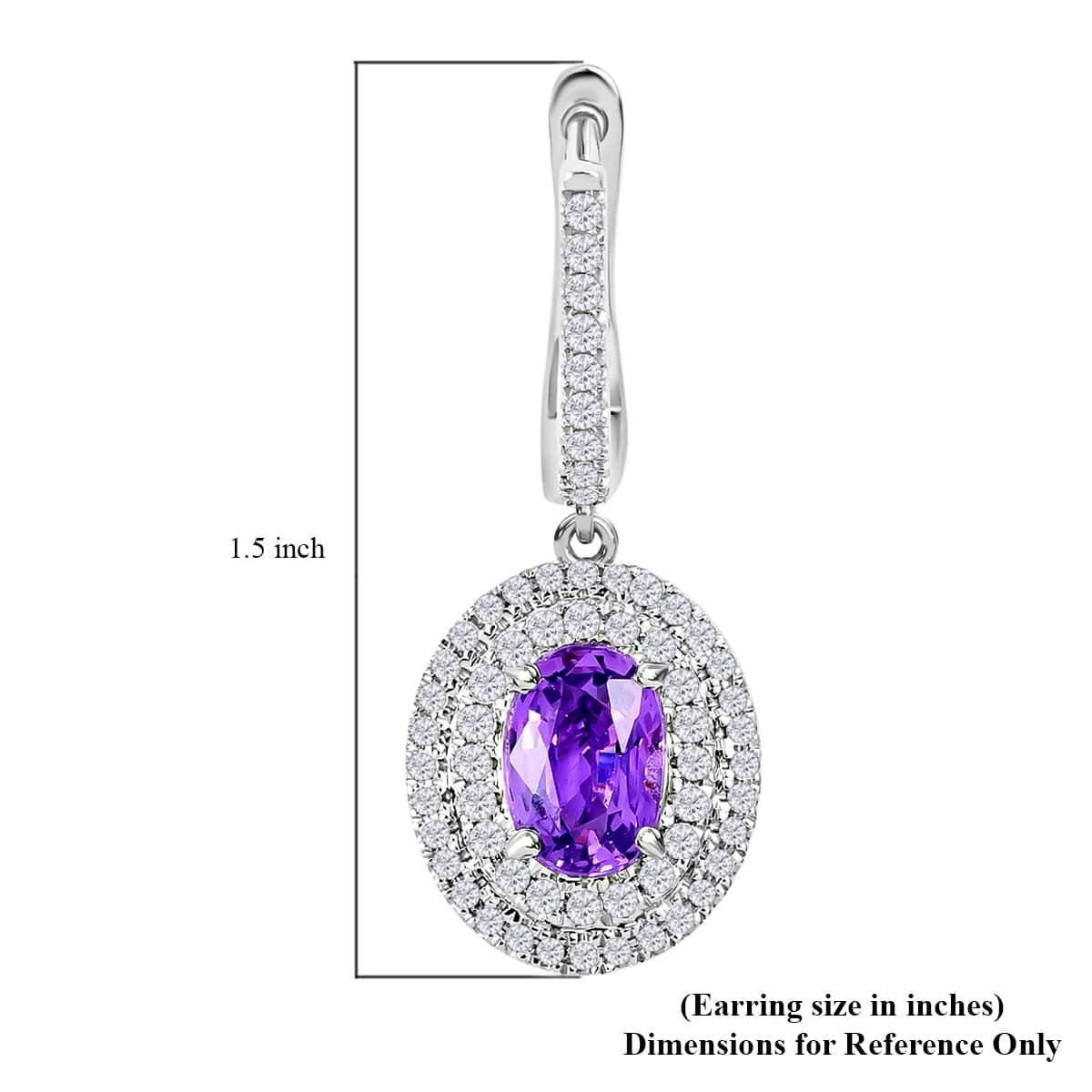 Certified Iliana 18K White Gold AAA Madagascar Purple Sapphire and G-H SI Diamond Earrings 5.30 Grams 2.20 ctw image number 5