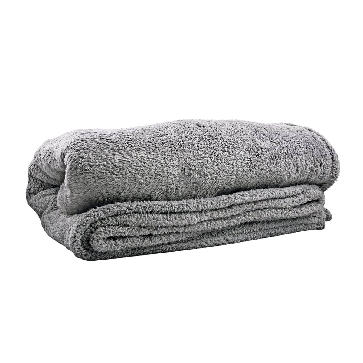 HOMESMART Gray Solid Sherpa Microfiber Throw (59"x78") image number 1