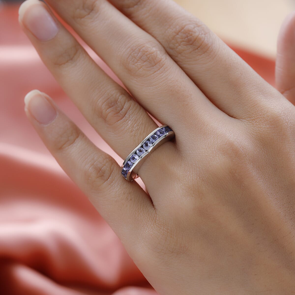 Tanzanite Arthritis Ring in Platinum Over Sterling Silver 1.25 ctw image number 2