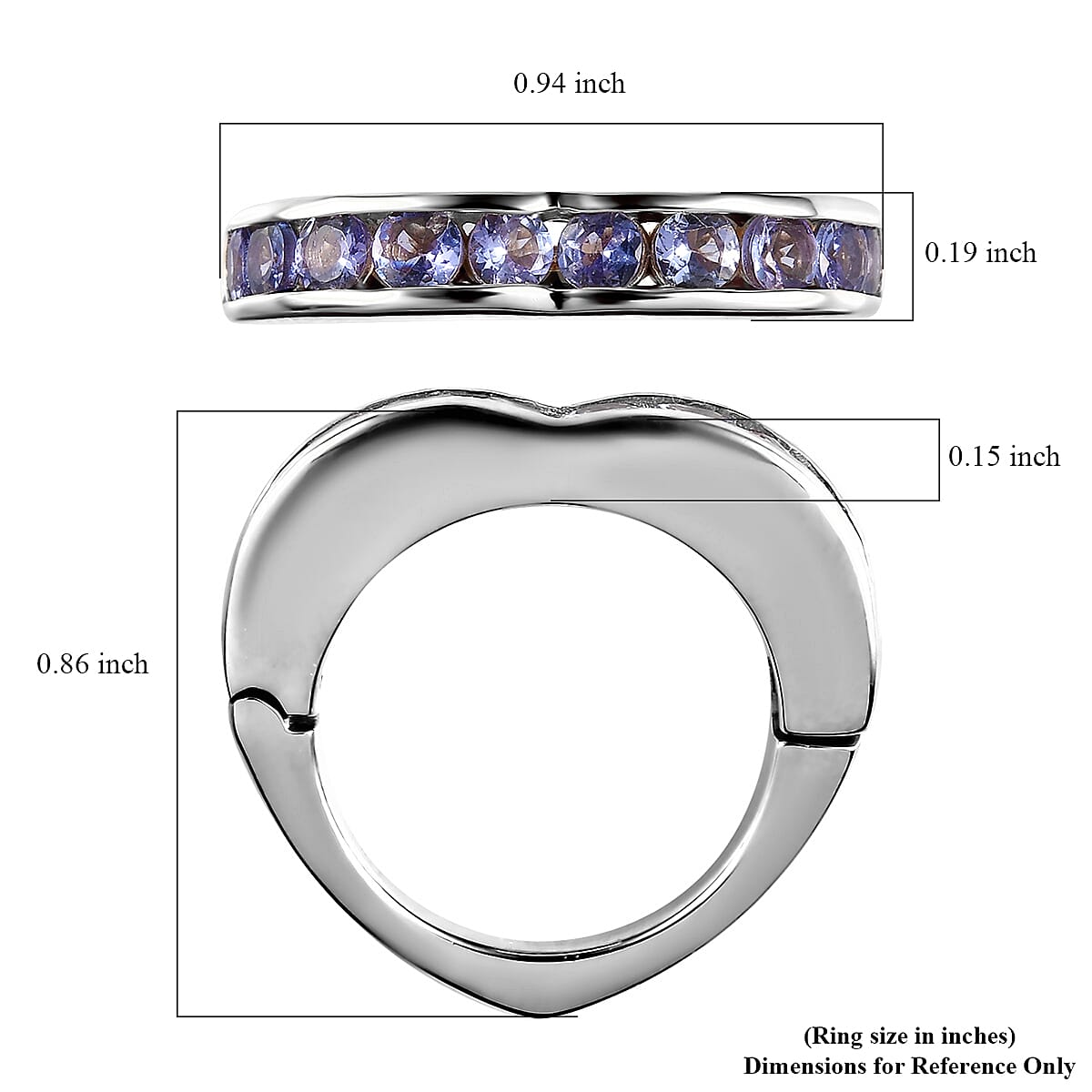 Tanzanite Arthritis Ring in Platinum Over Sterling Silver 1.25 ctw image number 5