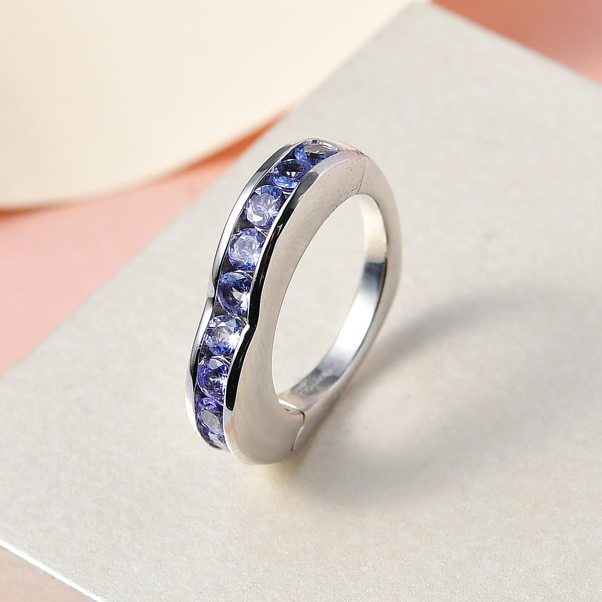Tanzanite Arthritis Ring in Platinum Over Sterling Silver (Size 7.0) 1.25 ctw image number 1