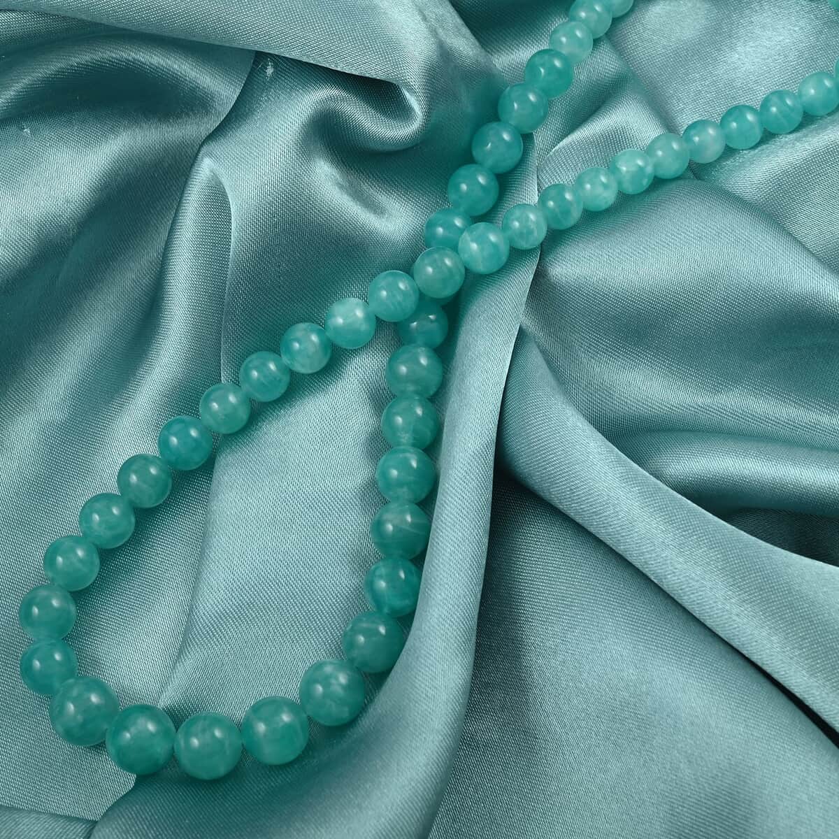 AAA Amazonite 8-11mm Beaded Necklace 20 Inches in Rhodium Over Sterling Silver 286.00 ctw image number 1