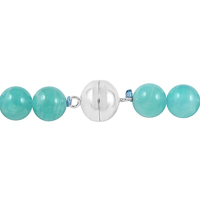 AAA Amazonite 8-11mm Beaded Necklace 20 Inches in Rhodium Over Sterling Silver 286.00 ctw