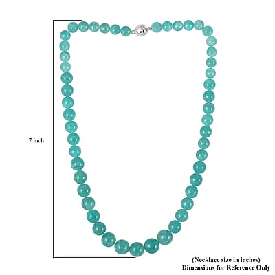 AAA Amazonite 8-11mm Beaded Necklace 20 Inches in Rhodium Over Sterling Silver 286.00 ctw