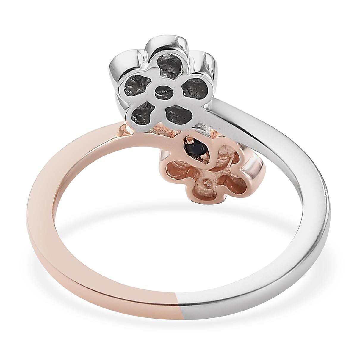 GP Italian Garden Collection Uncut Natural Pink and White Diamond Ring in Vermeil RG and Platinum Over Sterling Silver (Size 7.0) 0.15 ctw image number 4