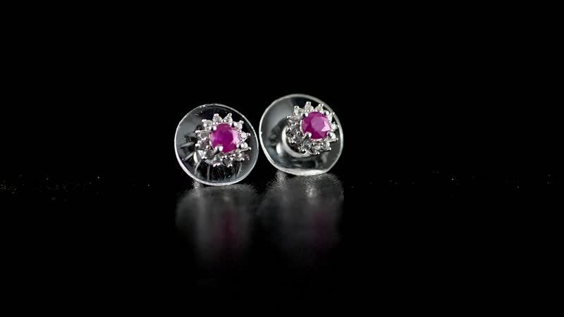 Premium Mozambique Ruby and Natural White Zircon Sunburst Stud Earrings in Platinum Over Sterling Silver 1.00 ctw