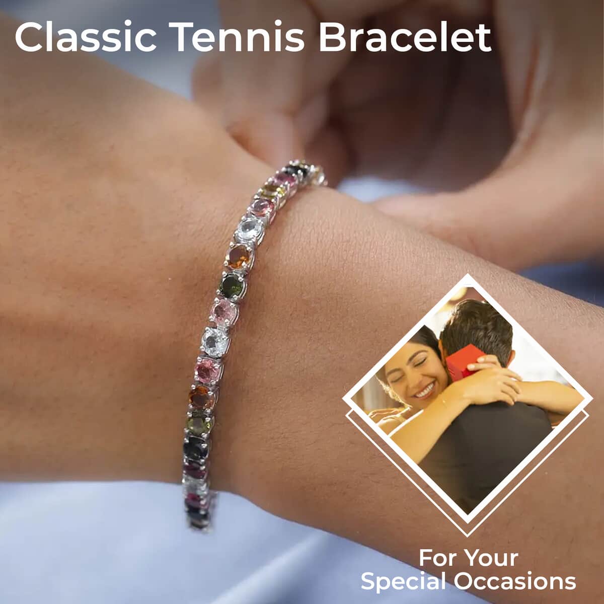 Multi-Tourmaline Tennis Bracelet in Platinum Over Sterling Silver (8.00 In) 8.25 Grams 11.90 ctw image number 2