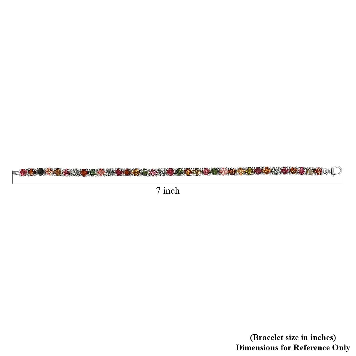 Multi-Tourmaline Tennis Bracelet, Platinum Over Sterling Silver Bracelet, Tourmaline Jewelry For Her (6.50 In) 8.50 ctw