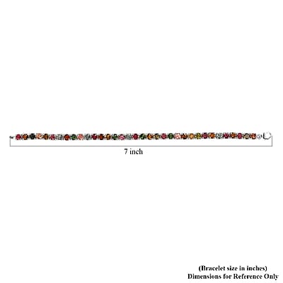 Multi-Tourmaline Tennis Bracelet, Platinum Over Sterling Silver Bracelet, Tourmaline Jewelry For Her (6.50 In) 8.50 ctw