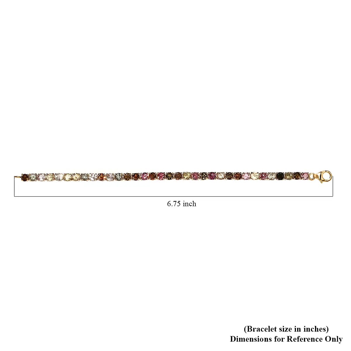 Multi-Tourmaline Tennis Bracelet, Vermeil Yellow Gold Over Sterling Silver Bracelet, Tourmaline Jewelry For Her (6.50 In) 9.35 ctw image number 6