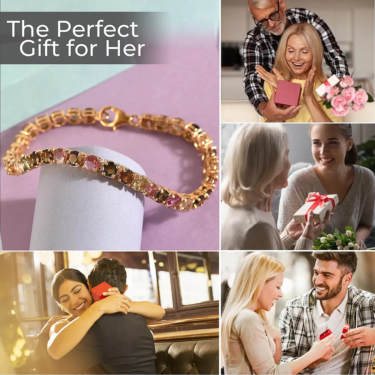 Multi-Tourmaline Tennis Bracelet, Vermeil Yellow Gold Over Sterling Silver Bracelet, Tourmaline Jewelry For Her (7.25 In) 11.75 ctw image number 3
