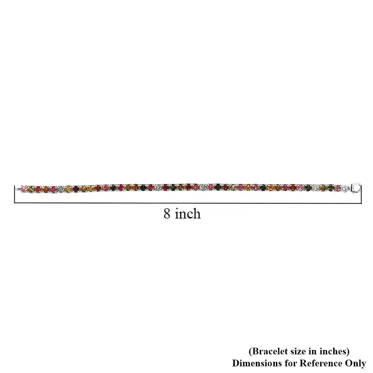 Multi-Tourmaline Tennis Bracelet, Platinum Over Sterling Silver Bracelet, Tourmaline Jewelry For Her (8.00 In) 10.40 ctw image number 6