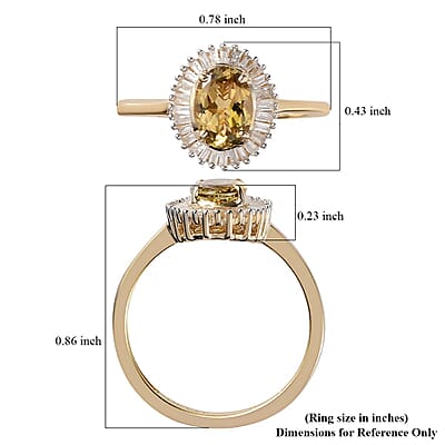 Luxoro 10K Yellow Gold Premium Golden Tanzanite and Diamond Halo Ring (Size 10.0) 2 Grams 1.00 ctw