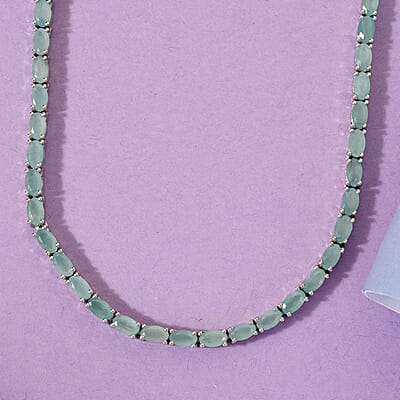 Premium Grandidierite Tennis Necklace 18 Inches in Platinum Over Sterling Silver 20.35 Grams 19.00 ctw