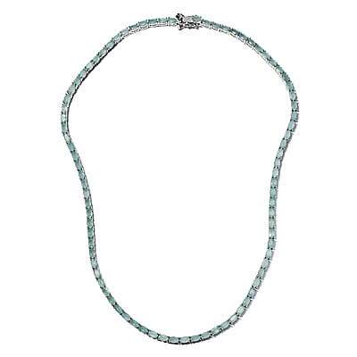 Premium Grandidierite Tennis Necklace 18 Inches in Platinum Over Sterling Silver 20.35 Grams 19.00 ctw