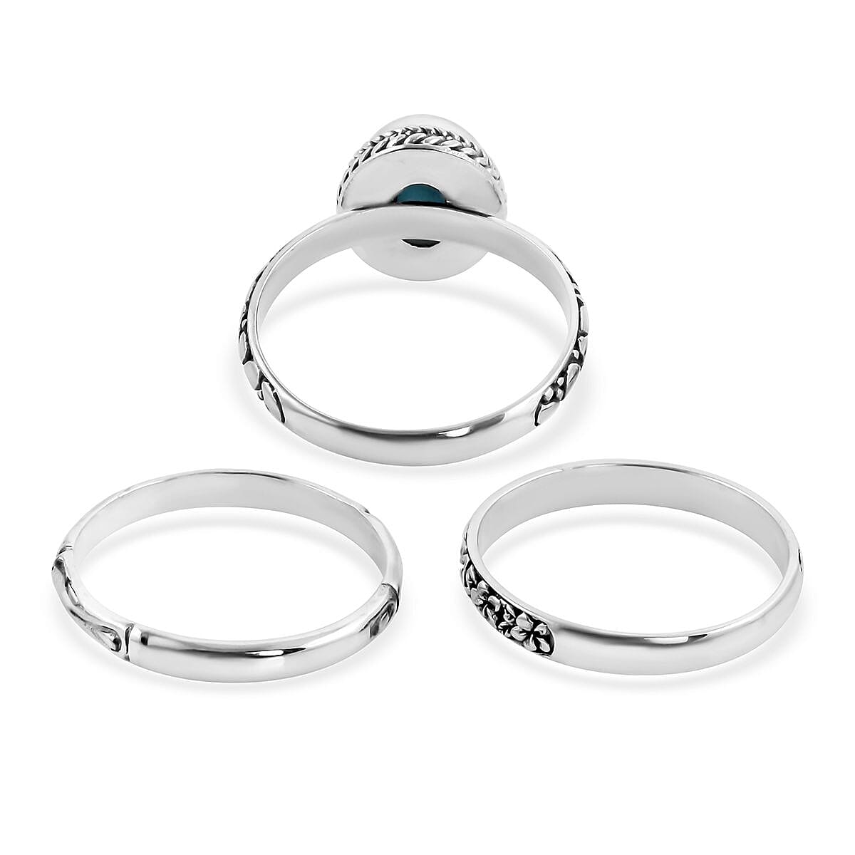 Bali Legacy Sleeping Beauty Turquoise Stackable Ring in Sterling Silver (Size 10.0) 9 Grams 2.35 ctw image number 4
