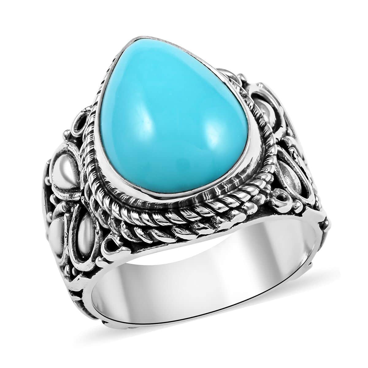 Mother’s Day Gift Bali Legacy Sleeping Beauty Turquoise Ring in Sterling Silver (Size 7.0) 4.60 ctw image number 0