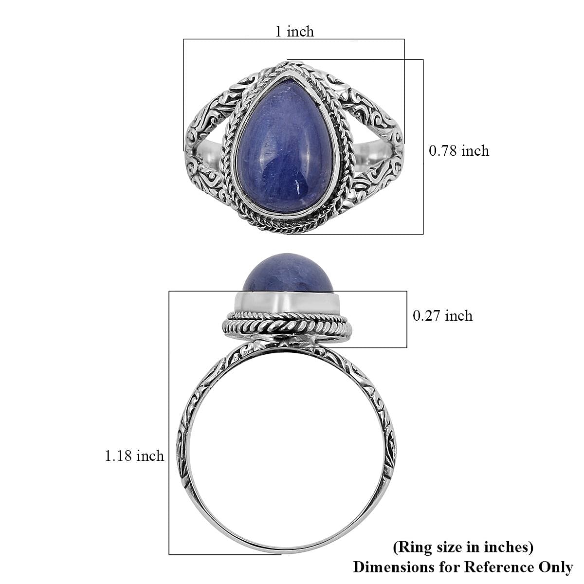 Bali Legacy Tanzanite Ring in Sterling Silver (Size 10.0) 6.80 ctw