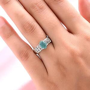 Grandidierite and White Zircon 1.62 ctw Ring in Platinum Over Sterling Silver (Size 11.5)