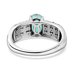 Grandidierite and White Zircon 1.62 ctw Ring in Platinum Over Sterling Silver (Size 11.5)