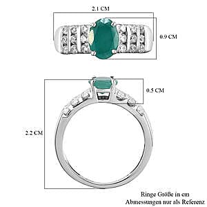 Grandidierite and White Zircon 1.62 ctw Ring in Platinum Over Sterling Silver (Size 11.5)