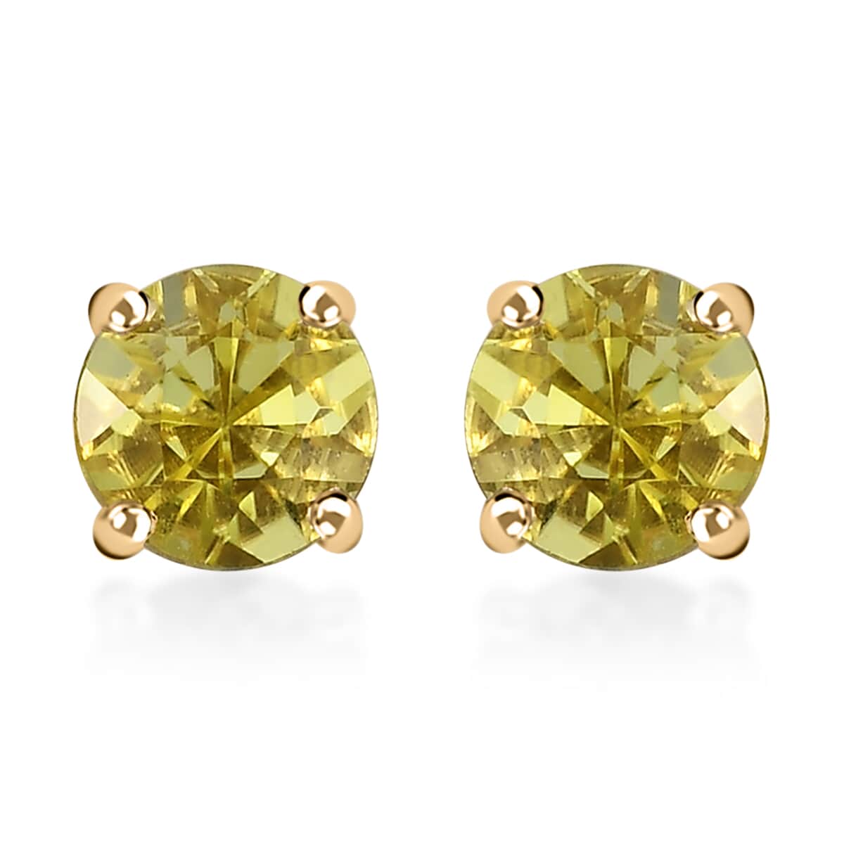 LUXORO 10K Yellow Gold AAA Natural Tanzanian Canary Tourmaline Solitaire Stud Earrings 1.35 ctw image number 0