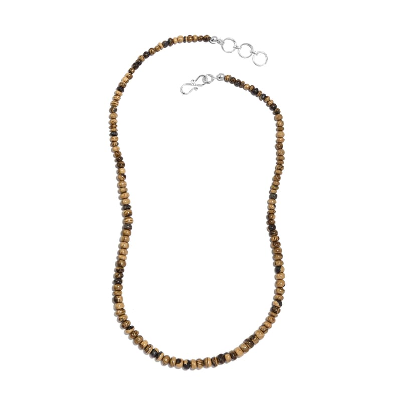 Schalenblende Round Shape Beaded Necklace 18 Inches in Platinum Over Sterling Silver 100.00 ctw