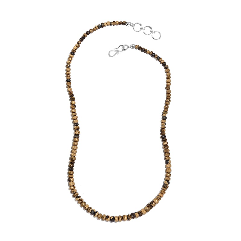 Schalenblende Round Shape Beaded Necklace 18 Inches in Platinum Over Sterling Silver 100.00 ctw