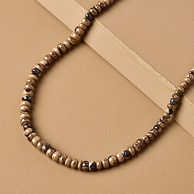 Schalenblende Round Shape Beaded Necklace 18 Inches in Platinum Over Sterling Silver 100.00 ctw