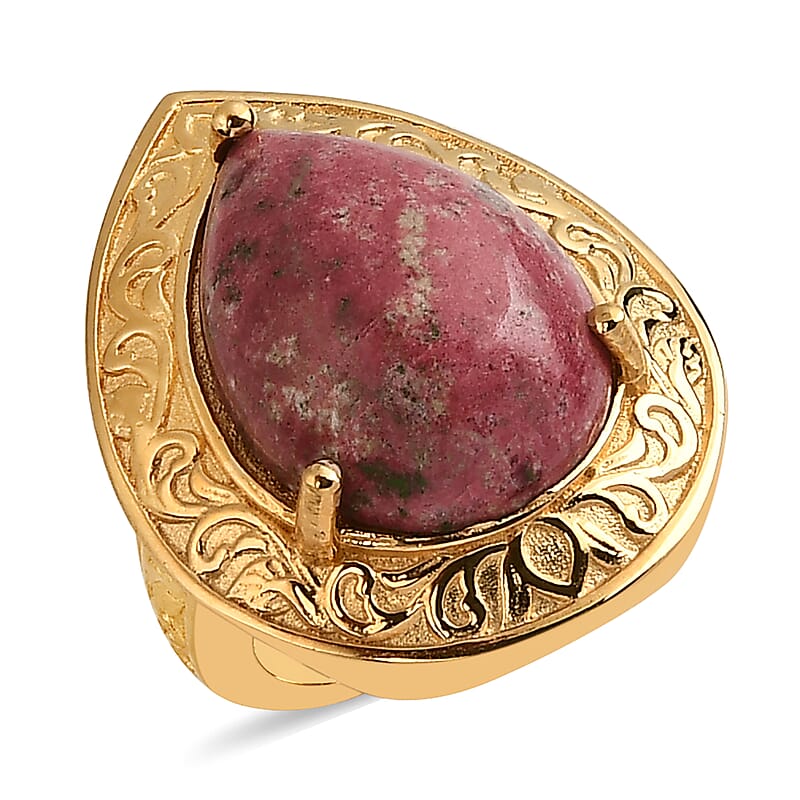 Karis Norwegian Thulite Solitaire Ring in 18K YG Plated (Size 10.0) 21.75 ctw