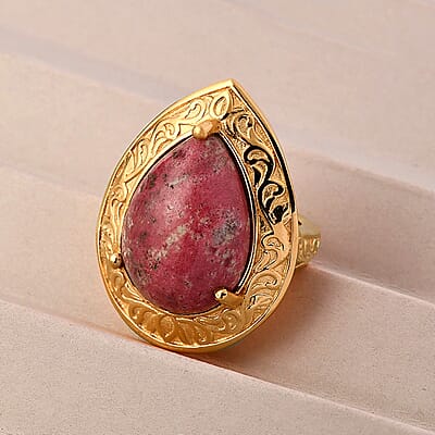 Karis Norwegian Thulite Solitaire Ring in 18K YG Plated (Size 10.0) 21.75 ctw