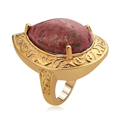 Karis Norwegian Thulite Solitaire Ring in 18K YG Plated (Size 10.0) 21.75 ctw