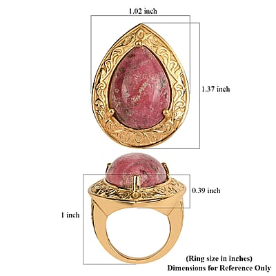 Karis Norwegian Thulite Solitaire Ring in 18K YG Plated (Size 10.0) 21.75 ctw