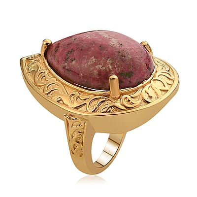 Karis Norwegian Thulite Solitaire Ring in 18K YG Plated (Size 9.0) 21.75 ctw