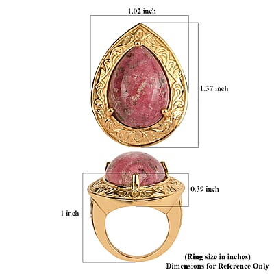 Karis Norwegian Thulite Solitaire Ring in 18K YG Plated (Size 9.0) 21.75 ctw
