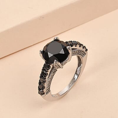 Black Diamond and Diamond 5.00 ctw Ring in Rhodium and Platinum Over Sterling Silver (Size 10.0) 