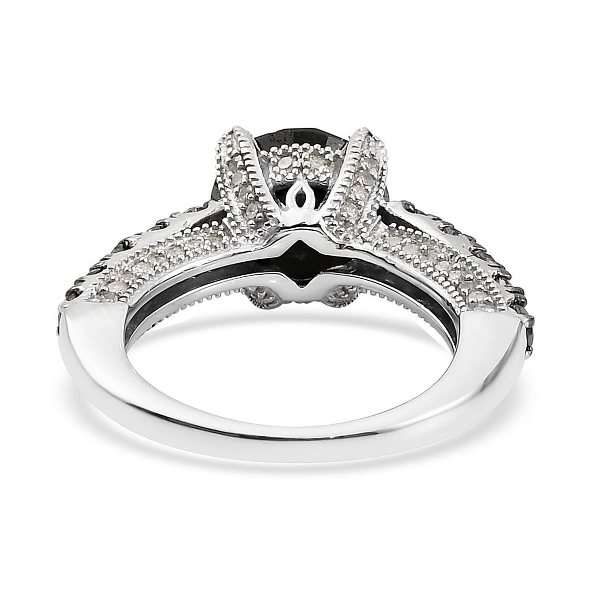 Black Diamond and Diamond 5.00 ctw Ring in Rhodium and Platinum Over Sterling Silver (Size 10.0) 