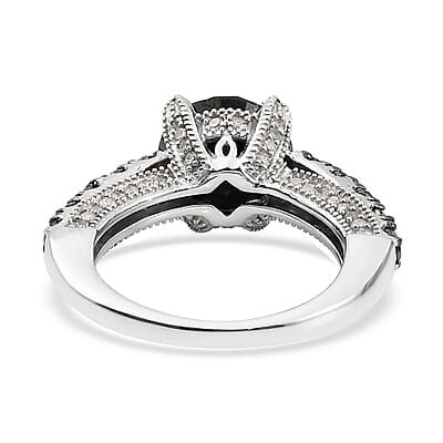 Black Diamond and Diamond 5.00 ctw Ring in Rhodium and Platinum Over Sterling Silver (Size 10.0) 