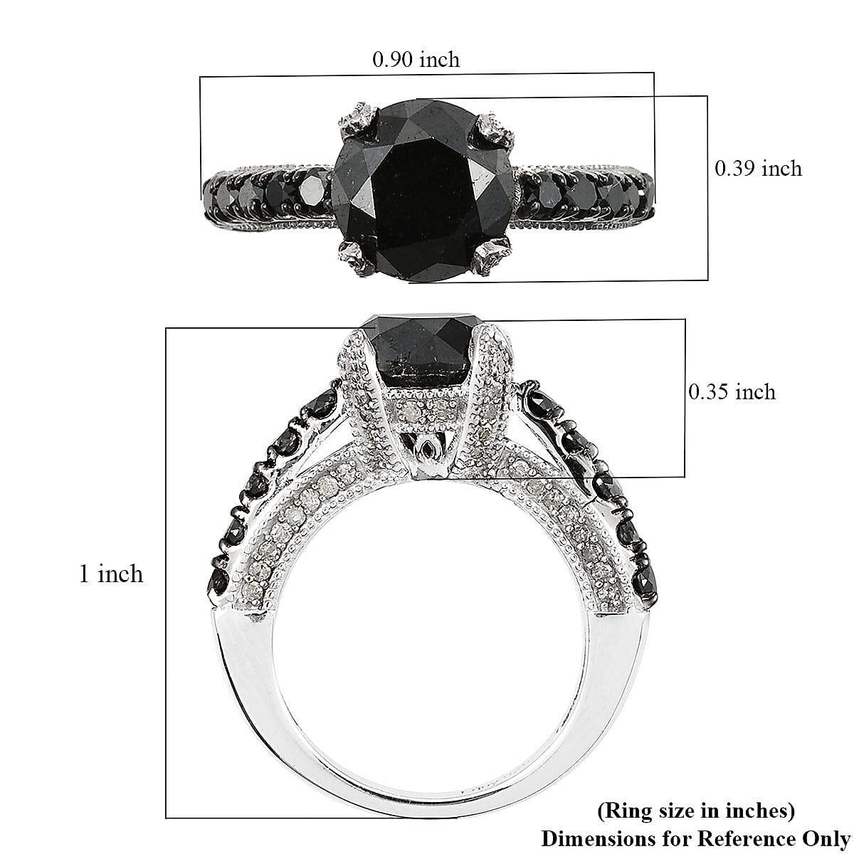 Black Diamond and Diamond 5.00 ctw Ring in Rhodium and Platinum Over Sterling Silver (Size 10.0) 