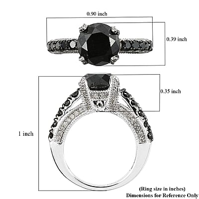 Black Diamond and Diamond 5.00 ctw Ring in Rhodium and Platinum Over Sterling Silver (Size 10.0) 