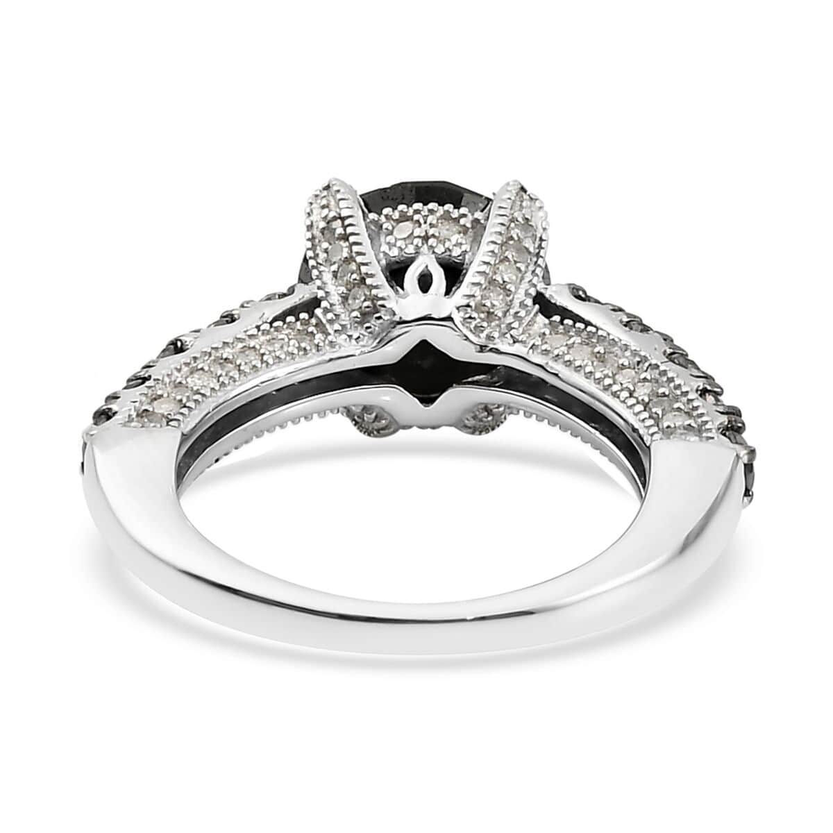 Black and White Diamond Ring in Rhodium and Platinum Over Sterling Silver (Size 6.0) 5.00 ctw image number 4