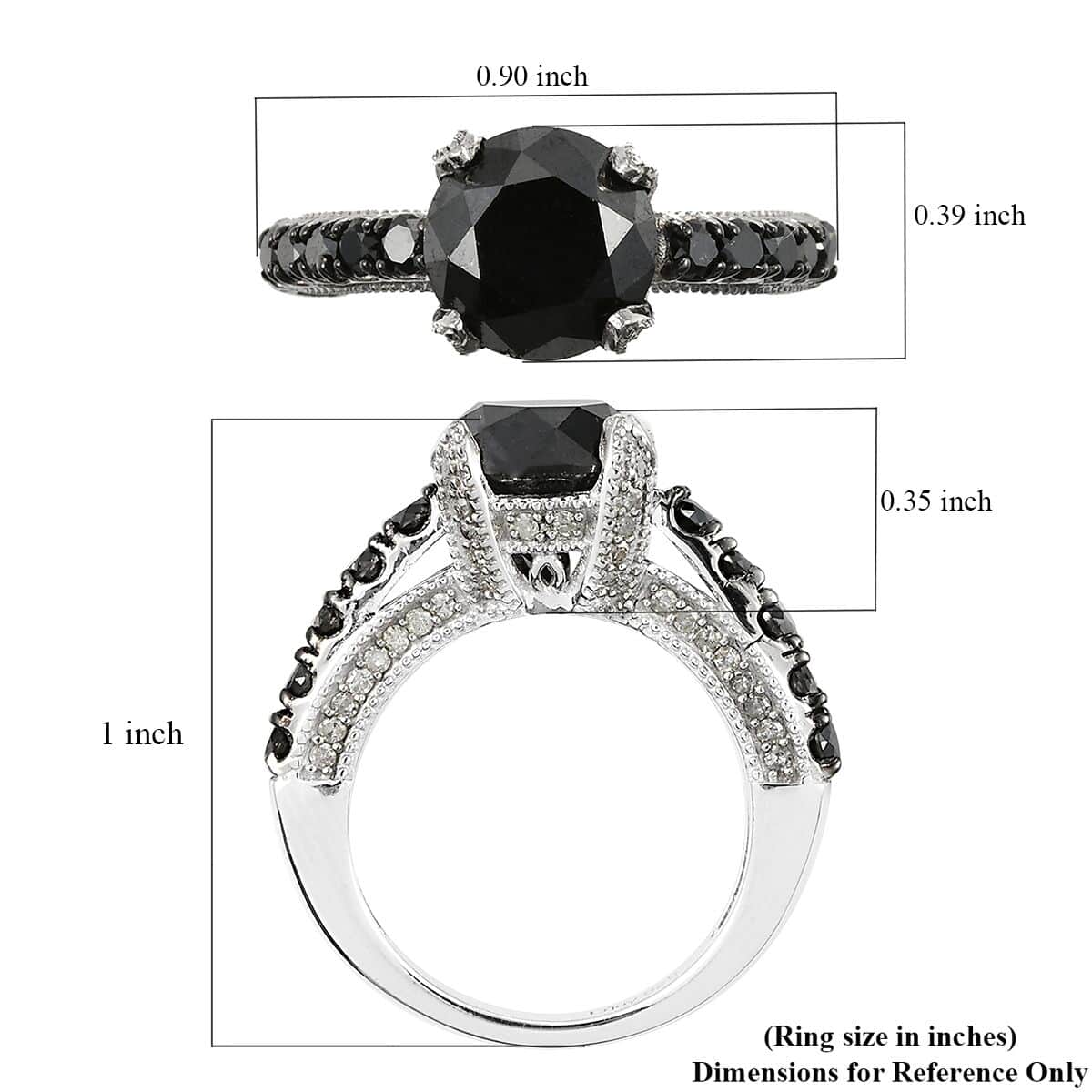 Black and White Diamond Ring in Rhodium and Platinum Over Sterling Silver (Size 6.0) 5.00 ctw image number 5