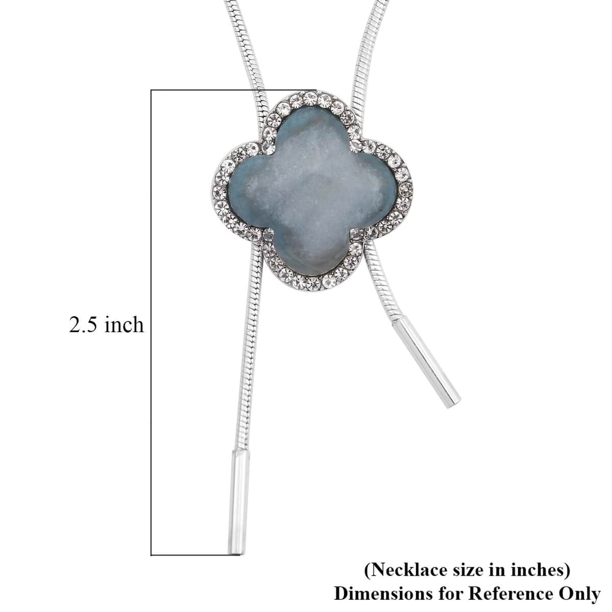 Dark Blue Amazonite and White Austrian Crystal Lariat Adjustable Necklace 18-36 Inches in Silvertone 30.00 ctw image number 3