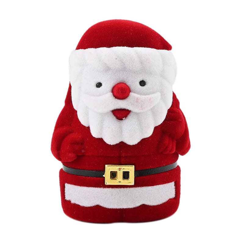 Red and White Velvet Santa Claus Shape Ring Box