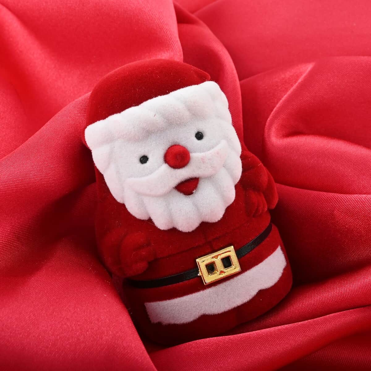 Red and White Velvet Santa Claus Shape Ring Box (1.85"x1.65"x2.64") image number 1