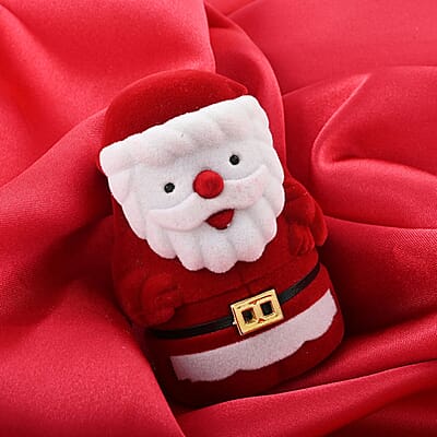 Red and White Velvet Santa Claus Shape Ring Box