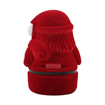 Red and White Velvet Santa Claus Shape Ring Box