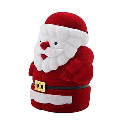 Red and White Velvet Santa Claus Shape Ring Box