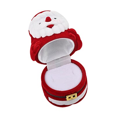 Red and White Velvet Santa Claus Shape Ring Box